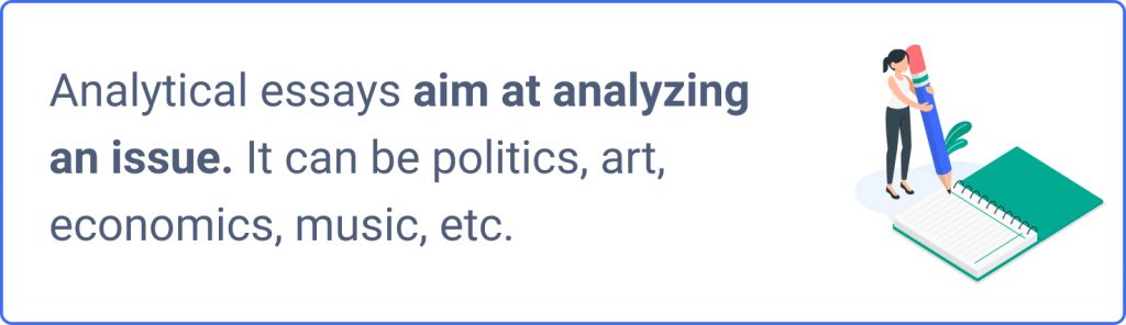 The picture contains an analytical essay's definition.