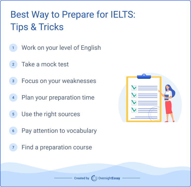 The picture contains 7 best IELTS tips & tricks.