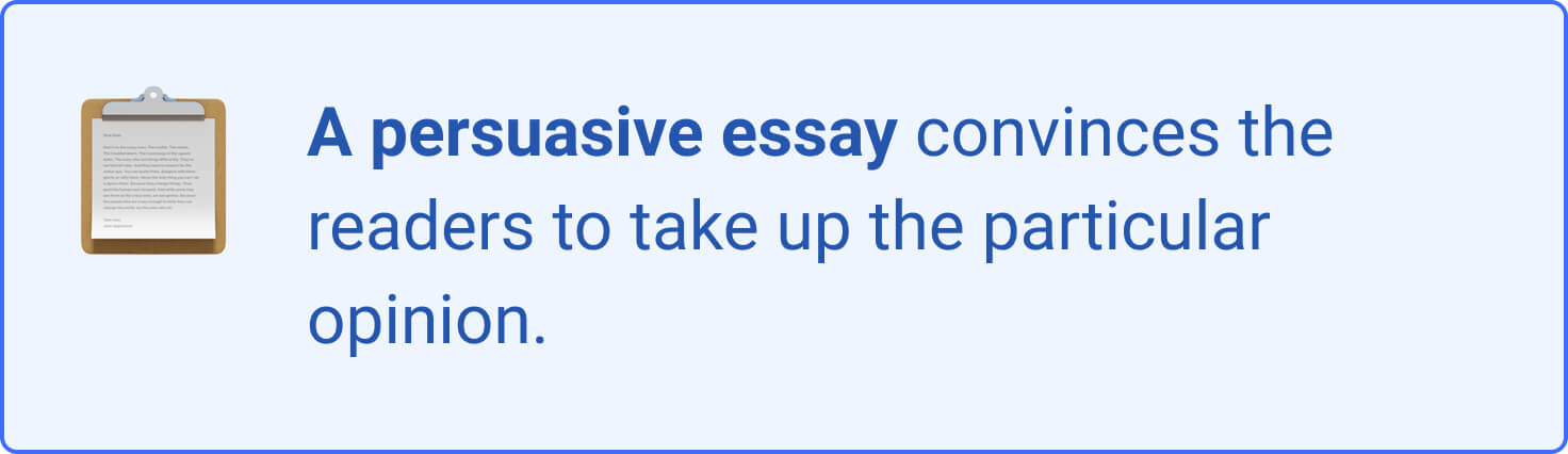 The picture provides the introductory information about persuasive essays.