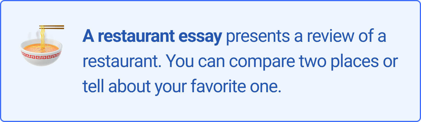 descriptive essay restaurant review