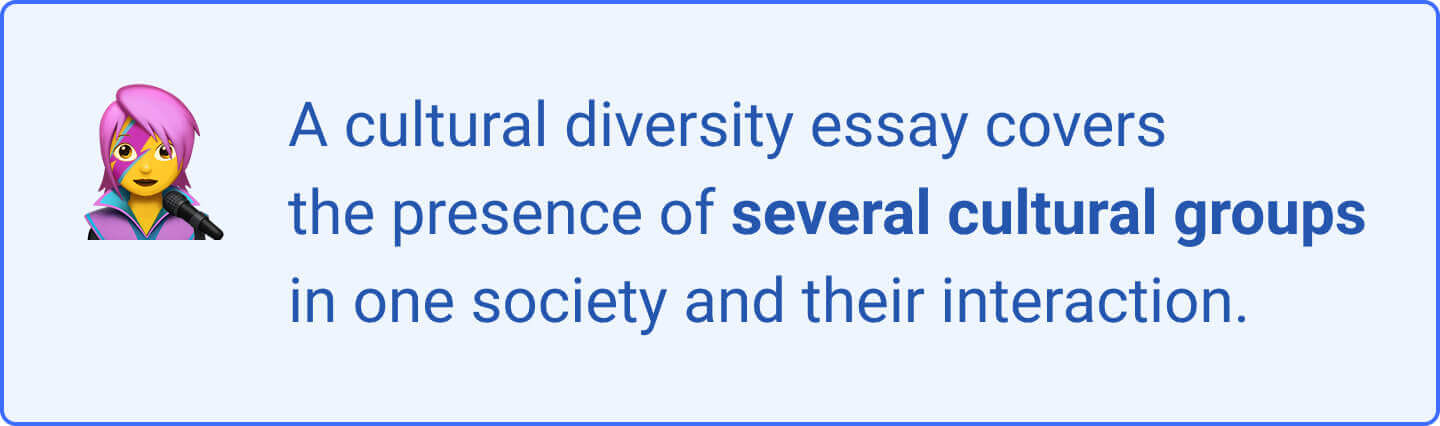 The picture contains a definition of a cultural diversity essay.