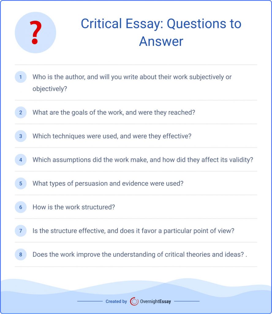 Questions to answer while writing a critique essay.